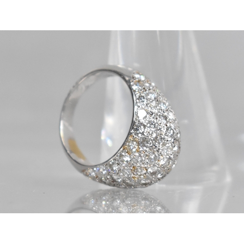 31 - A Diamond and 18ct White Gold Bombe Ring, Matched Round Brilliant Cut Diamonds, Pave Set in a Textur... 