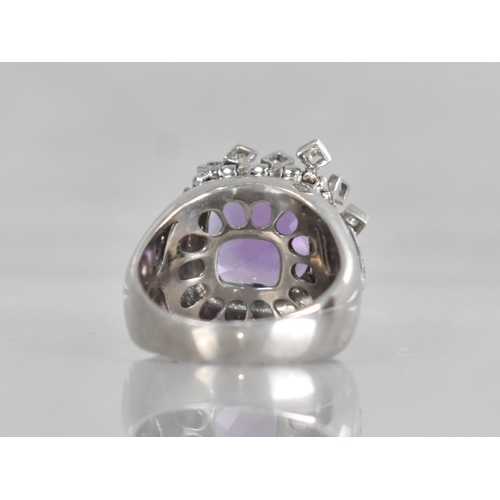 63 - A Contemporary 18ct Gold, Amethyst and Diamond Cocktail Ring, Central Cushion Cut Stone Measuring 12... 