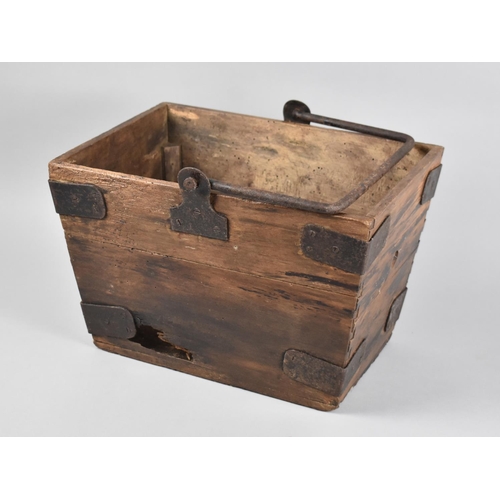 104 - A Wooden Flower Trug with Metal Banding and Handle, 35cm Long