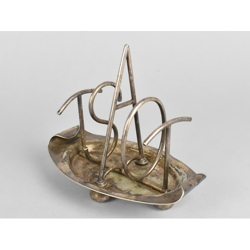107 - A Walker & Hall Silver Plated Toast Rack to the Christopher Dresser Design Having Alphabetical Divid... 