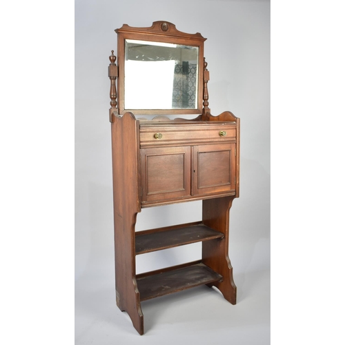 120 - A Late 19th Century Gentleman's Walnut Shaving or Vanity Stand with Rectangular Swing Mirror, Single... 