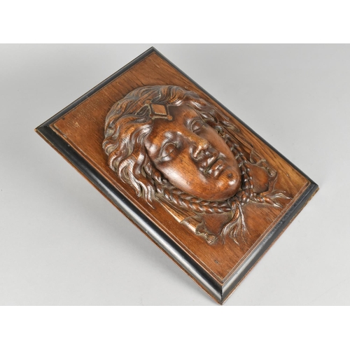 13 - A Nicely Executed Carved Continental Panel Depicting Maiden, 30.5cm X 20.5cm