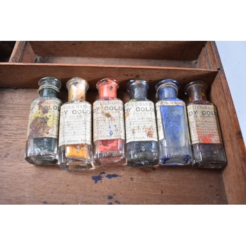 15 - A Late 19th/Early 20th Century Mahogany Paint Box Containing Six Glass Bottles for Body Colour, Hing... 