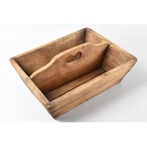 18 - A 19th Century Rustic Two Division Cutlery Box, 30X24cm