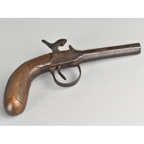 19 - A 19th Century Percussion Cap Pocket Pistol with Octagonal Barrel, Condition issues and in need of R... 