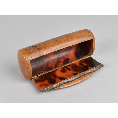 22 - A Late 19th Century Tortoiseshell Snuff Box with Hinged Lid, of Oval Section, 11.5cm Long