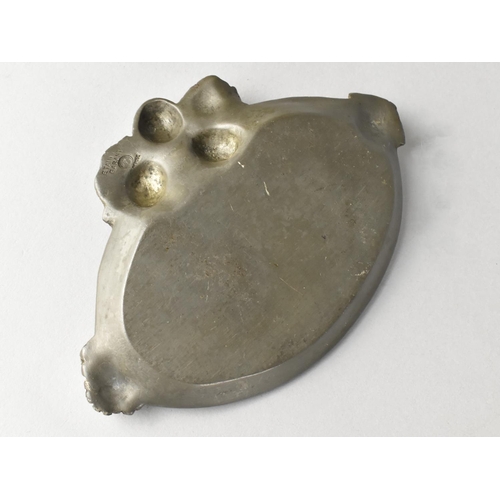 25 - A French Pewter Oval Pin Dish, Decorated in Relief with Hops, Stamped under, 15cm Wide