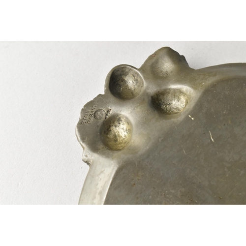 25 - A French Pewter Oval Pin Dish, Decorated in Relief with Hops, Stamped under, 15cm Wide