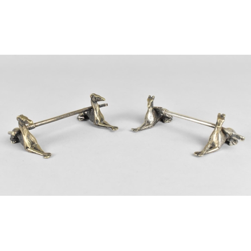 27 - A Pair of Late 19th Century Silver Plated Sporting Knife Rests in the form of Reclining Greyhounds S... 