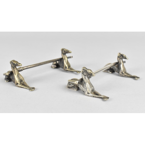 27 - A Pair of Late 19th Century Silver Plated Sporting Knife Rests in the form of Reclining Greyhounds S... 