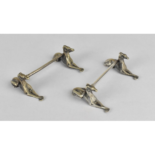 27 - A Pair of Late 19th Century Silver Plated Sporting Knife Rests in the form of Reclining Greyhounds S... 