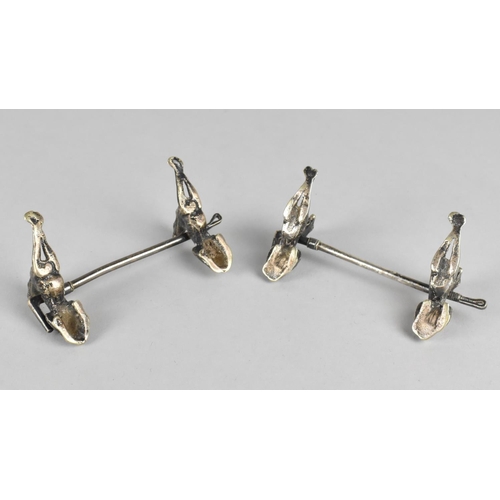 27 - A Pair of Late 19th Century Silver Plated Sporting Knife Rests in the form of Reclining Greyhounds S... 