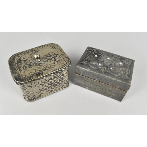 29 - A Silver Plated Spice Box or Tea Caddy, Together with a Metal Covered Trinket Box, the Hinged Lid De... 