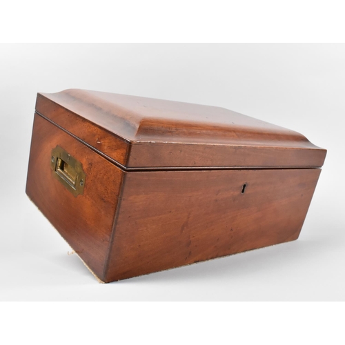 3 - A 19th Century Mahogany Work Box with Inset Campaign Style brass Handles Either Side, 387.5cm Wide