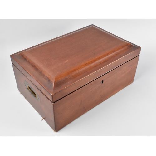 3 - A 19th Century Mahogany Work Box with Inset Campaign Style brass Handles Either Side, 387.5cm Wide