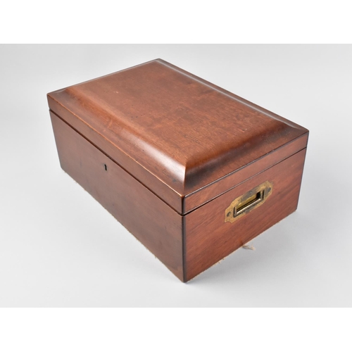 3 - A 19th Century Mahogany Work Box with Inset Campaign Style brass Handles Either Side, 387.5cm Wide