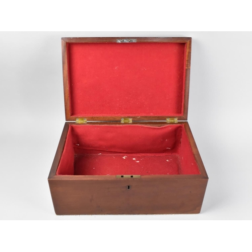 3 - A 19th Century Mahogany Work Box with Inset Campaign Style brass Handles Either Side, 387.5cm Wide