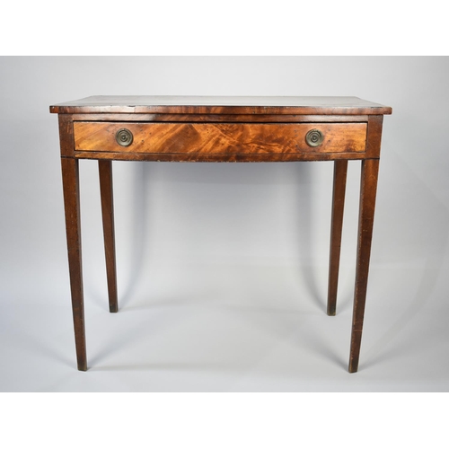 36 - An Early/Mid 19th Century Mahogany Bow Fronted Side Table with Single Long Drawer, on Square Taperin... 