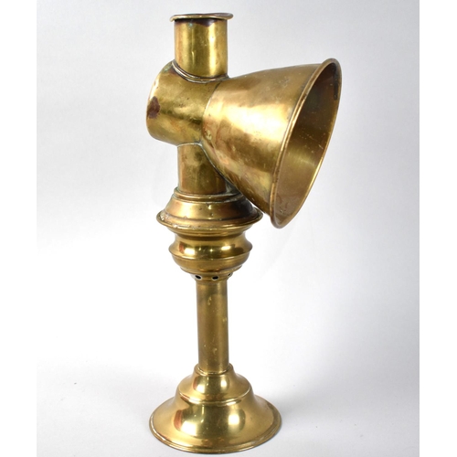 38 - A 19th Century Brass Student's Candle Lamp with Conical Shade, 31cm High