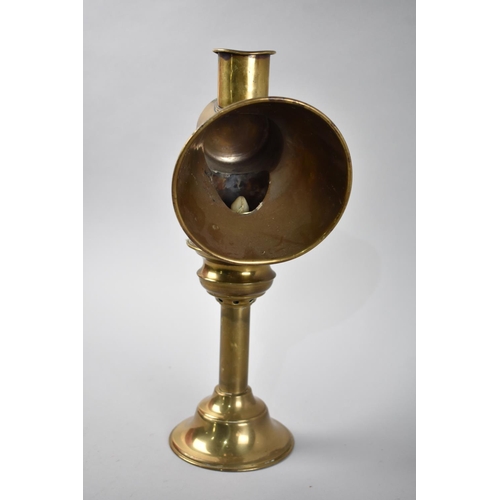 38 - A 19th Century Brass Student's Candle Lamp with Conical Shade, 31cm High