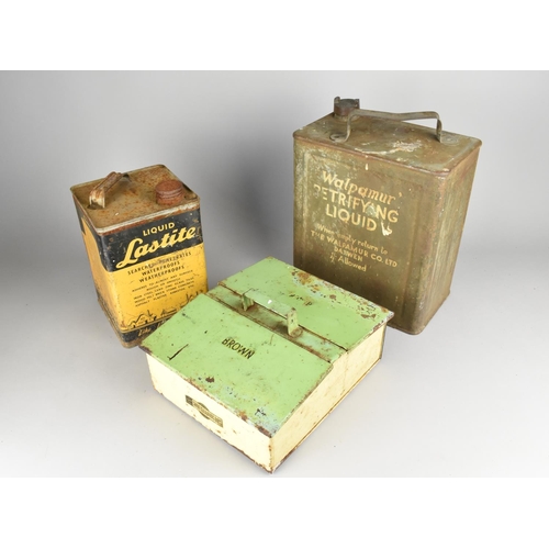 428 - Two Vintage Oil Cans and a Vintage Shoe Cleaning Box