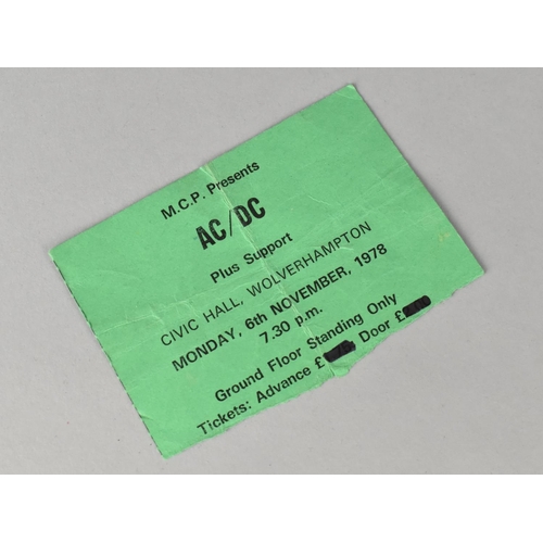 43 - A Ticket for AC/DC Civic Hall, Wolverhampton November 1978, the Rear Signed by Group Members to Incl... 