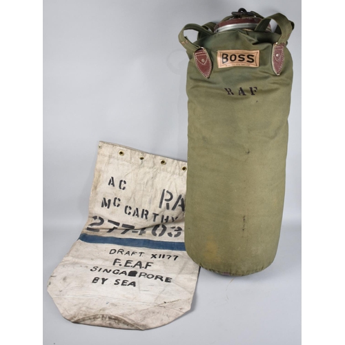 439 - A Boss RAF Punching Bag Together with an RAF Stenciled Sack