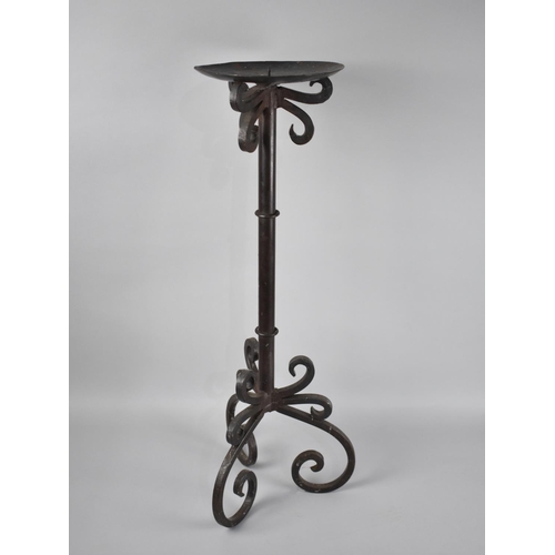 454 - A Floor Standing Wrought Iron Candle Pricket, 68cm high