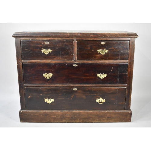 456 - An Edwardian Stained Chest of Two Short and Two Long Drawers, 105cm wide