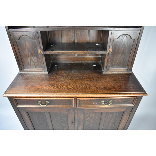 458 - A Edwardian Oak Dresser, the Base with Two Drawers Over Cupboard, Raised Plate Rack, 115cm x 52cm De... 