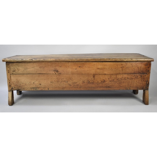 460 - A 19th Century Large Elm Lidded Dough Bin, Removable Three Plank Top, 175x57x57cm high