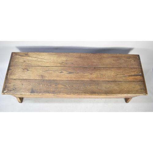 460 - A 19th Century Large Elm Lidded Dough Bin, Removable Three Plank Top, 175x57x57cm high