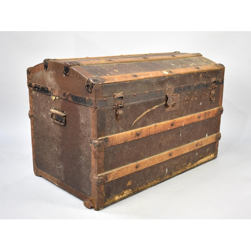 466 - A Vintage Dome Topped Travelling Trunk, 84cm wide