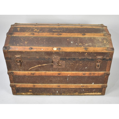 466 - A Vintage Dome Topped Travelling Trunk, 84cm wide