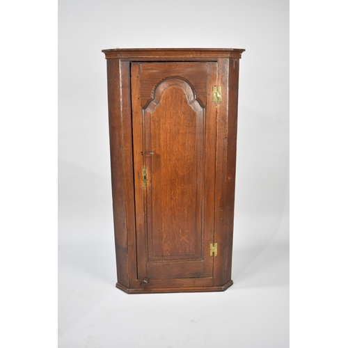 467 - A 19th Century Narrow and Tall Oak Wall Hanging Corner Cabinet, 59cm wide and 111cm high