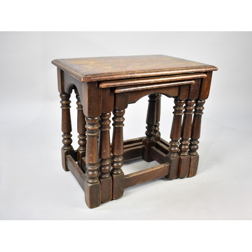 470 - A Mid 20th Century Oak Nest of Three Tables, 53cm wide