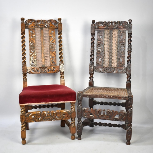 474 - An Early Carved Walnut Nell Gwynn Style Hall Chair with Bergere Back and Seat Together with a Simila... 