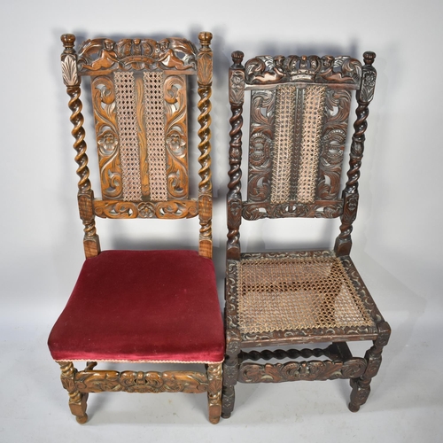 474 - An Early Carved Walnut Nell Gwynn Style Hall Chair with Bergere Back and Seat Together with a Simila... 