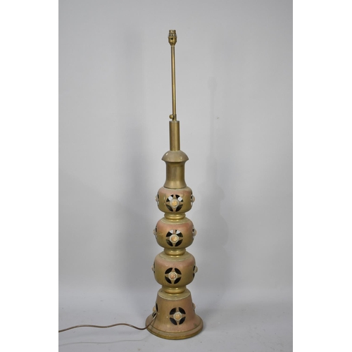 482 - A Moroccan Copper and Brass Rise and Fall Electric Floor Lamp