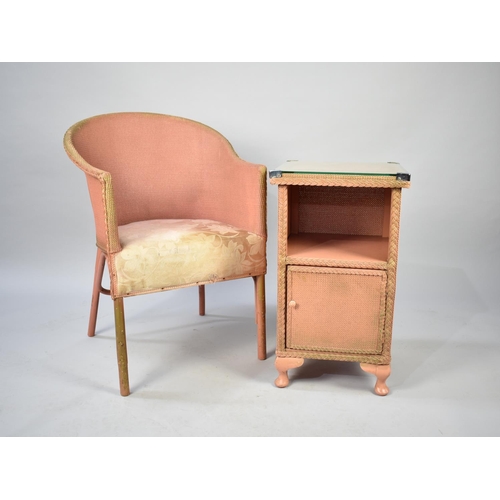 483 - A Loom Style Tub Chair and Similar Bedside Cabinet