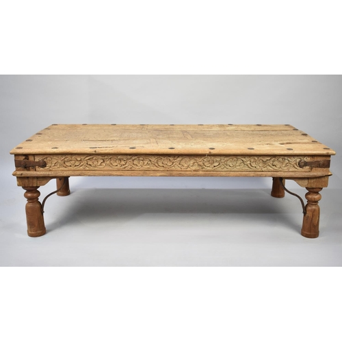 487 - A Rectangular Far Eastern Metal Studded Rectangular Coffee Table, 132x60cm