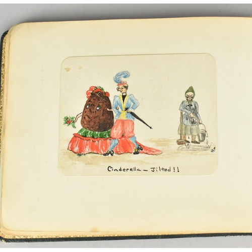 49 - An Early 20th Century Autograph Album Containing, Rhymes, Sketches, Watercolours Etc , Dated Christm... 