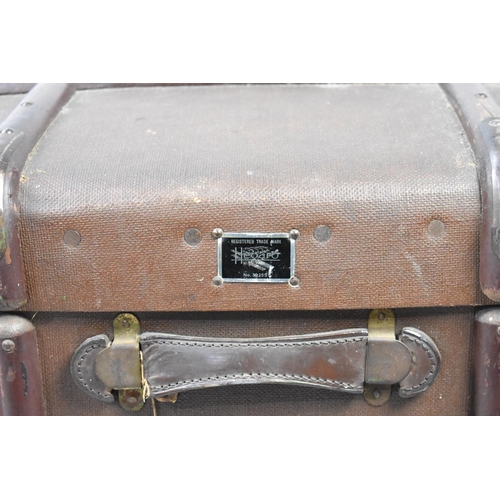 491 - A Vintage Canvas and Wooden Travelling Trunk, 85cm wide