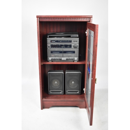 494 - A Modern Glazed Music Cabinet Containing Cascade Music Centre