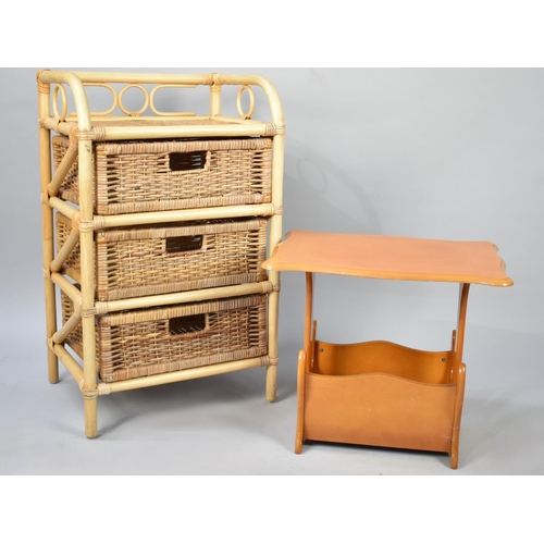 495 - A Bamboo Framed Three Drawer Storage Unit and a Magazine Table