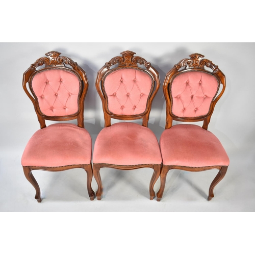 498 - A Set of Six Reproduction Balloon Back Dining Chairs to Include Two Carvers