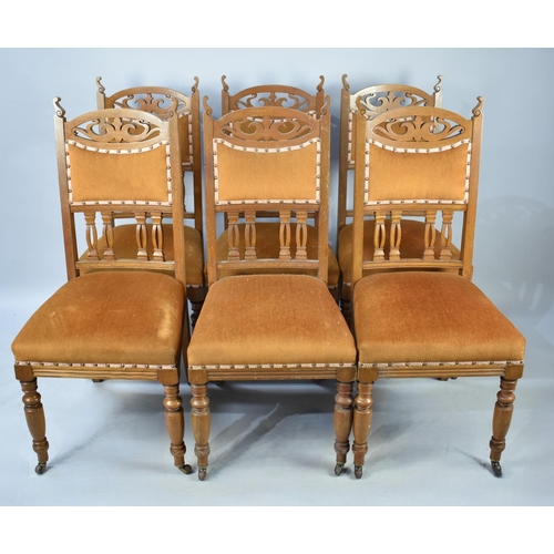 499 - A Set of Six Edwardian Upholstered Dining Chairs