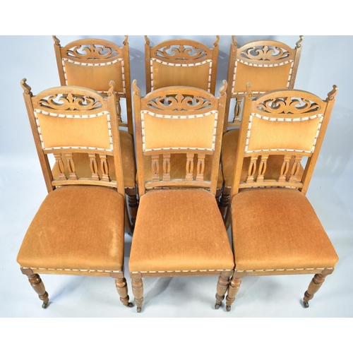 499 - A Set of Six Edwardian Upholstered Dining Chairs