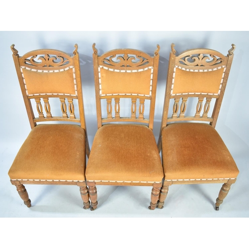 499 - A Set of Six Edwardian Upholstered Dining Chairs