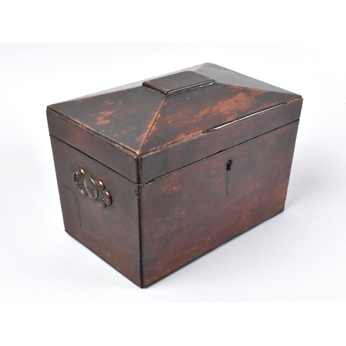 5 - A 19th Century Mahogany Sarcophagus Shaped Two Division Tea Caddy, In Need of Some Restoration, 18.5... 